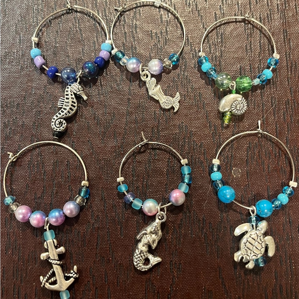 🌻6-wine glass charms